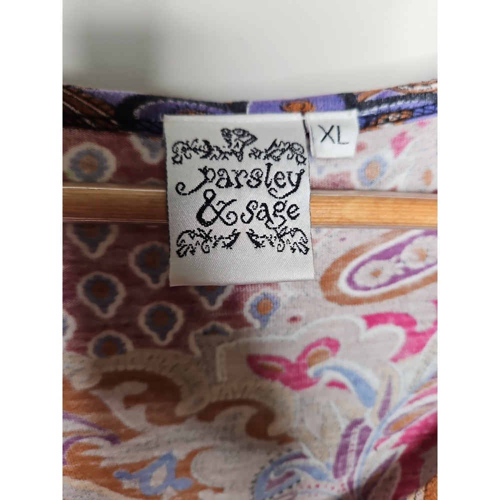 Parsley & Sage XL Vanessa Tunic Top Pink Paisley Floral Boho Fairy CottageCore - Picture 4 of 14